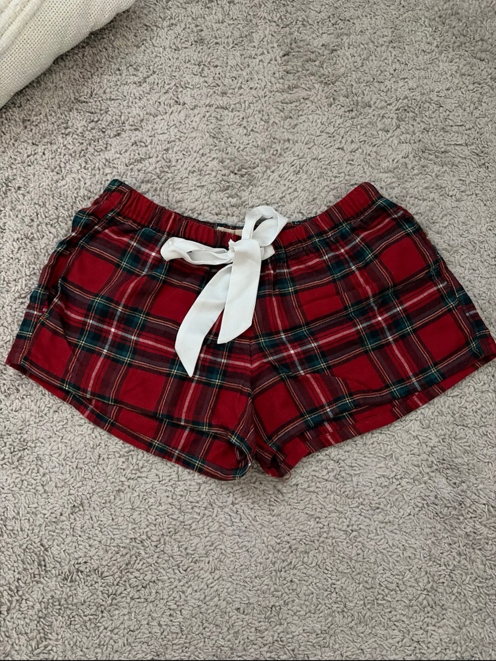 Hollister Red & Green Plaid Flannel Pajama Shorts